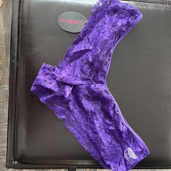 NWT purple halter chemise babydoll set in lace and mesh - Picture 2 of 6